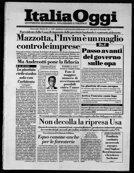 Italia oggi : quotidiano di economia finanza e politica